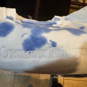 Summer Fridays Blue and White Tie-Dye Crewneck